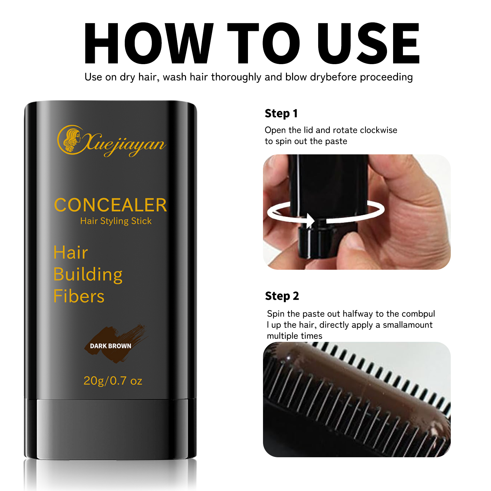 Temporary concealer for touch-up hair roots