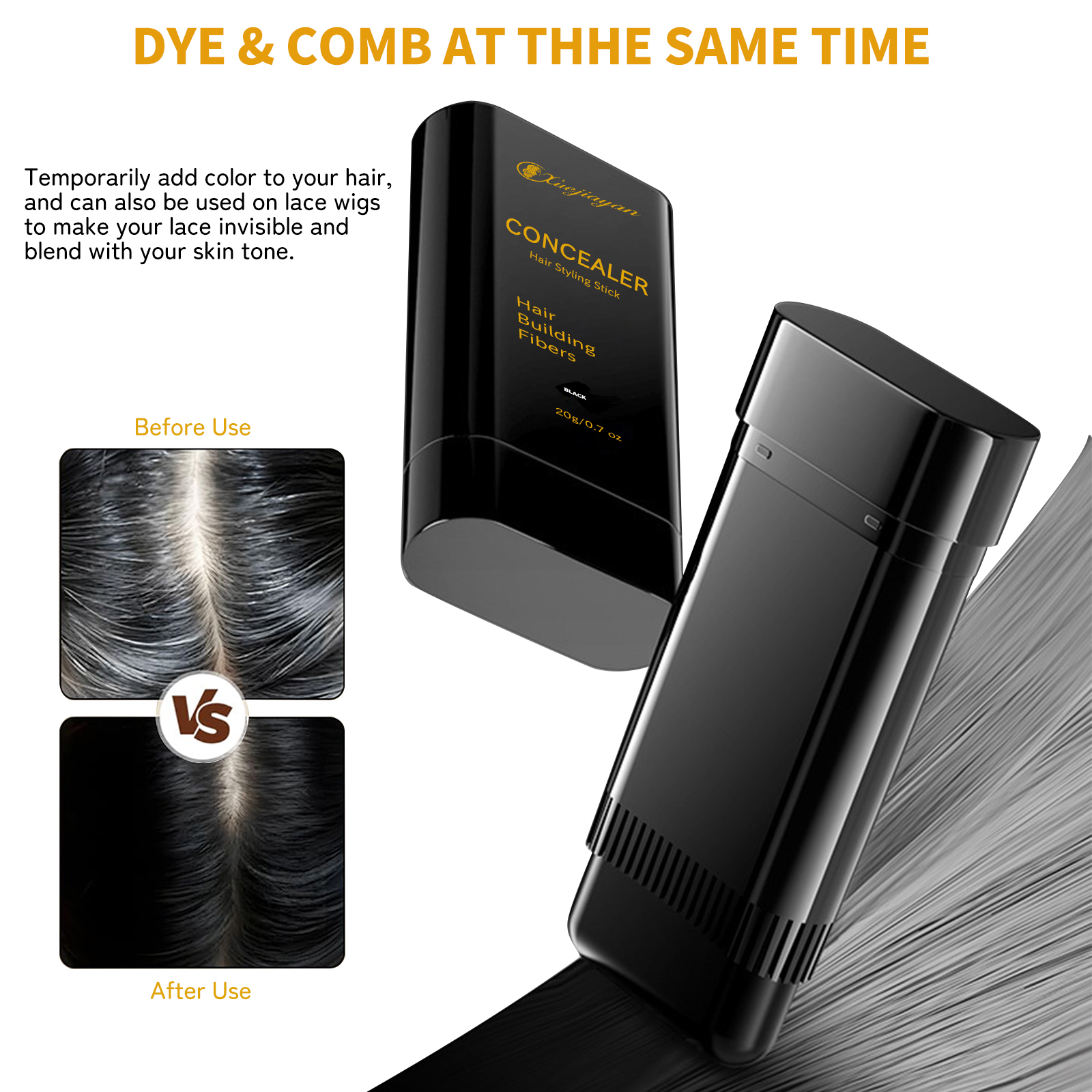 Temporary concealer for touch-up hair roots